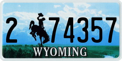 WY license plate 274357