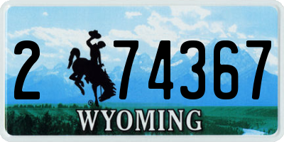WY license plate 274367