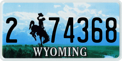 WY license plate 274368