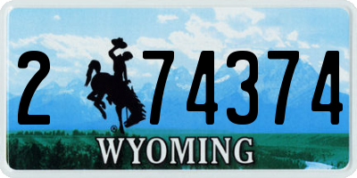 WY license plate 274374