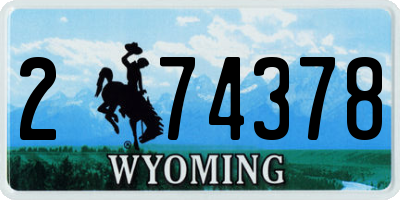 WY license plate 274378