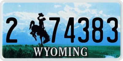 WY license plate 274383