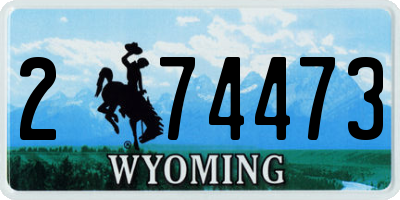 WY license plate 274473