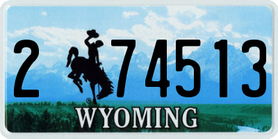 WY license plate 274513