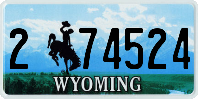 WY license plate 274524