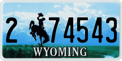WY license plate 274543