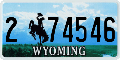 WY license plate 274546