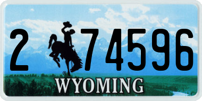 WY license plate 274596