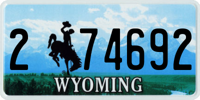 WY license plate 274692