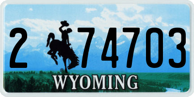 WY license plate 274703