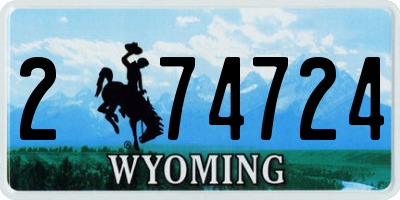 WY license plate 274724
