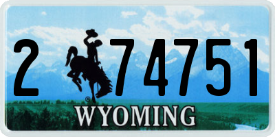 WY license plate 274751