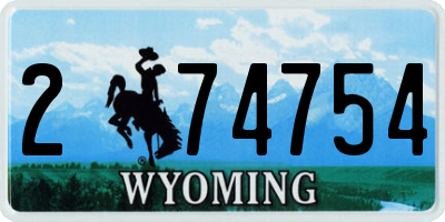 WY license plate 274754