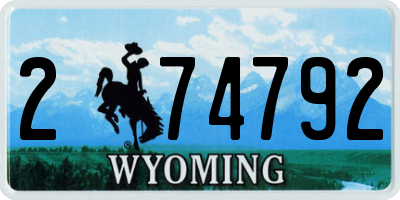 WY license plate 274792