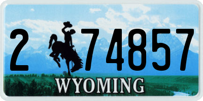 WY license plate 274857