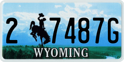 WY license plate 27487G