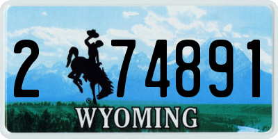 WY license plate 274891