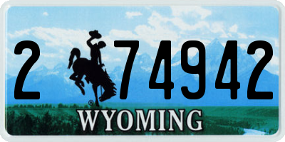 WY license plate 274942