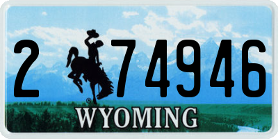 WY license plate 274946
