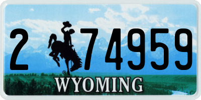 WY license plate 274959