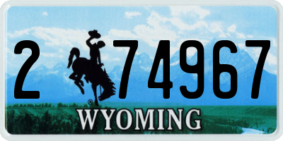WY license plate 274967