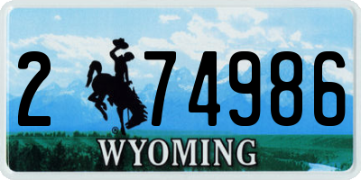WY license plate 274986