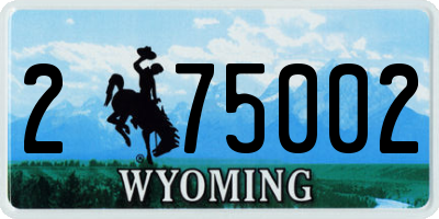 WY license plate 275002