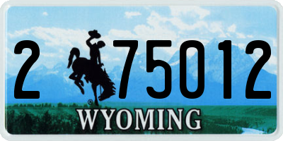 WY license plate 275012