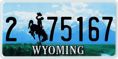 WY license plate 275167