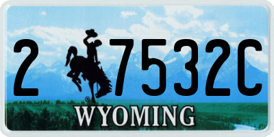 WY license plate 27532C