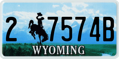 WY license plate 27574B