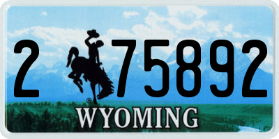 WY license plate 275892