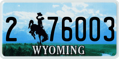 WY license plate 276003