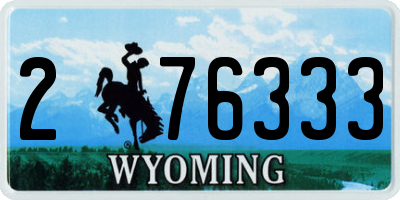 WY license plate 276333