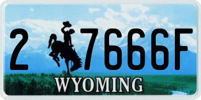 WY license plate 27666F