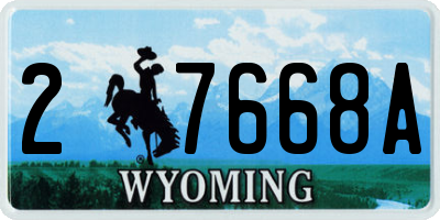 WY license plate 27668A