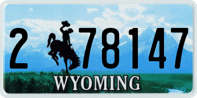 WY license plate 278147