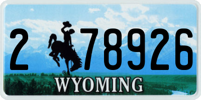 WY license plate 278926