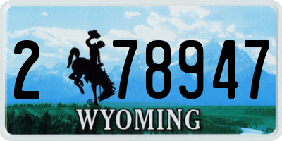 WY license plate 278947