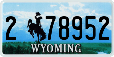 WY license plate 278952