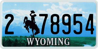 WY license plate 278954