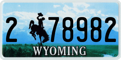 WY license plate 278982