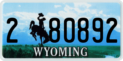 WY license plate 280892