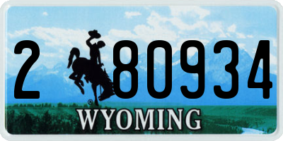 WY license plate 280934