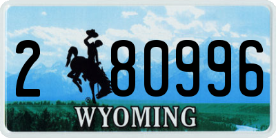 WY license plate 280996