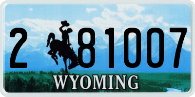WY license plate 281007