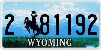 WY license plate 281192