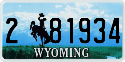 WY license plate 281934