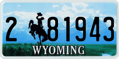 WY license plate 281943