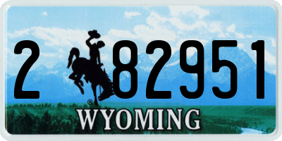 WY license plate 282951
